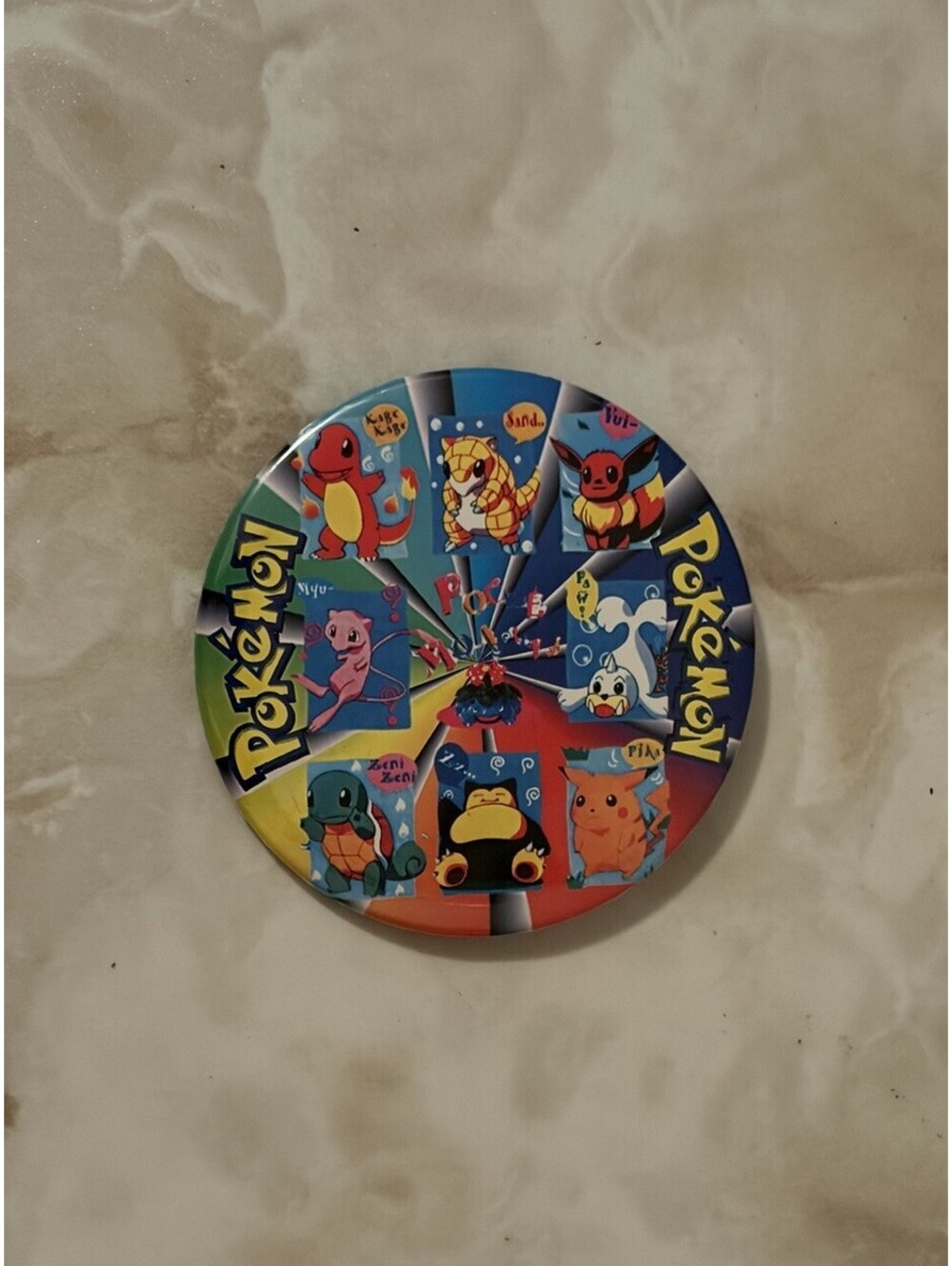 Vintage 2000 Pokemon Button Pin Pikachu, Mew, Snorlax, Charmander, Squirtle RARE
